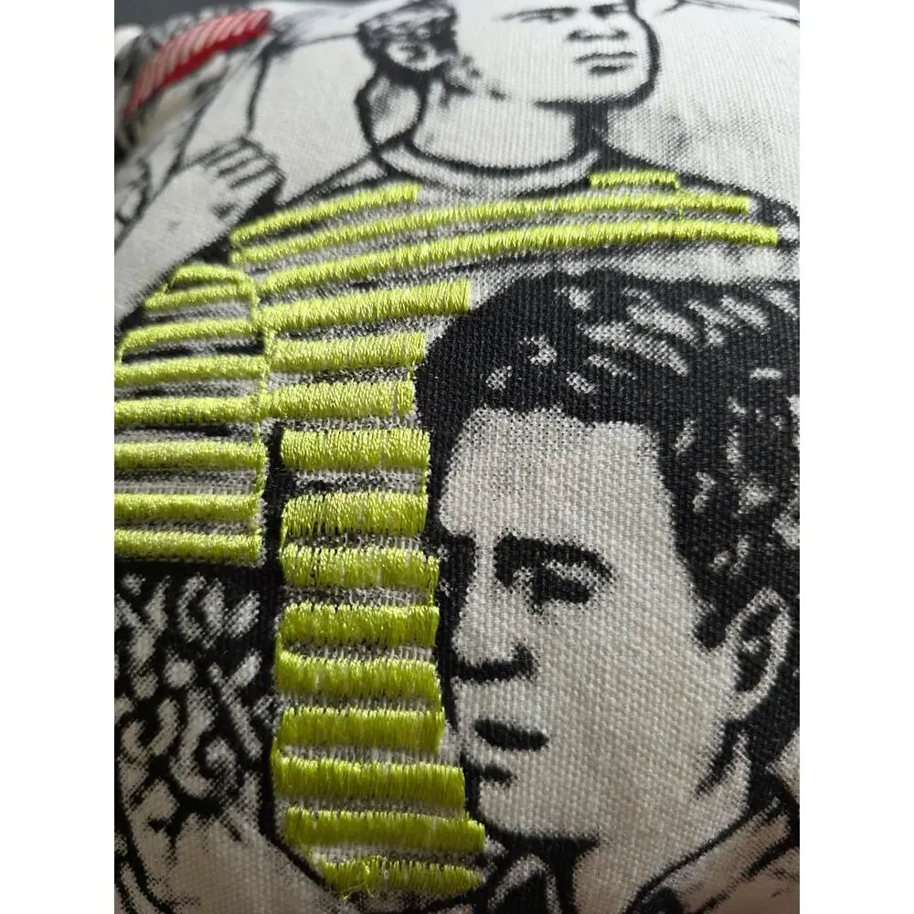 Renoma Foule Crowd Paris Sketch Pop Art Throw Pillow Embroidered Maurice Renoma